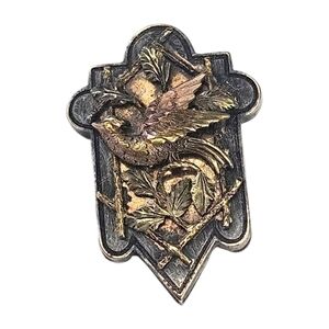 Antique Victorian Bird Brooch Rolled Gold Plate Tricolor Tiny 1800s Aesthetic 1"